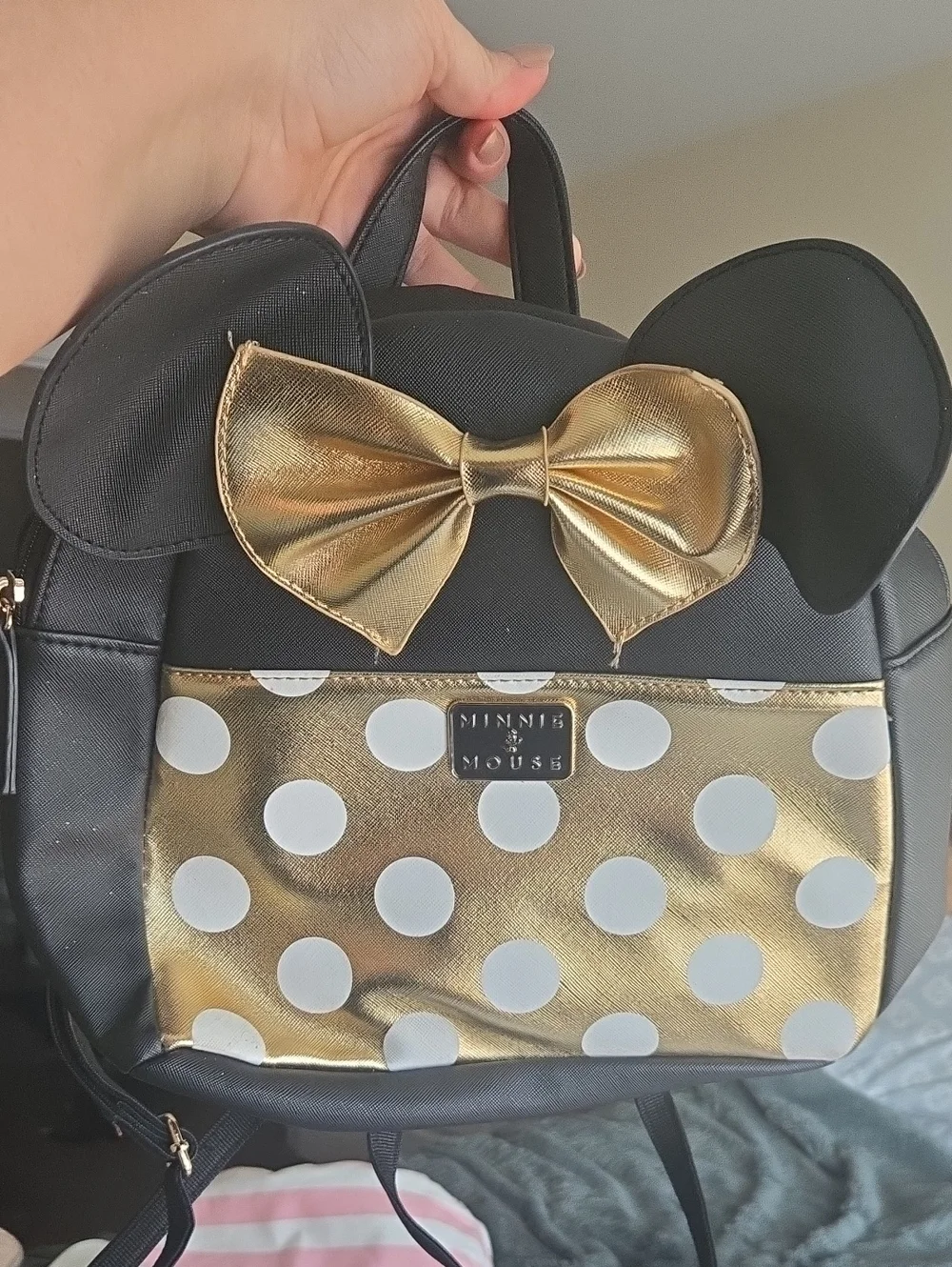 Disney Black and Gold Polka Dot Kids Backpack